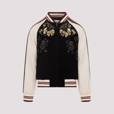 VALENTINO BLACK EMBROIDERED COTTON JACKET