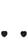 Valentino Black Enamel And Metal Coeur Royal Earrings In Oronero