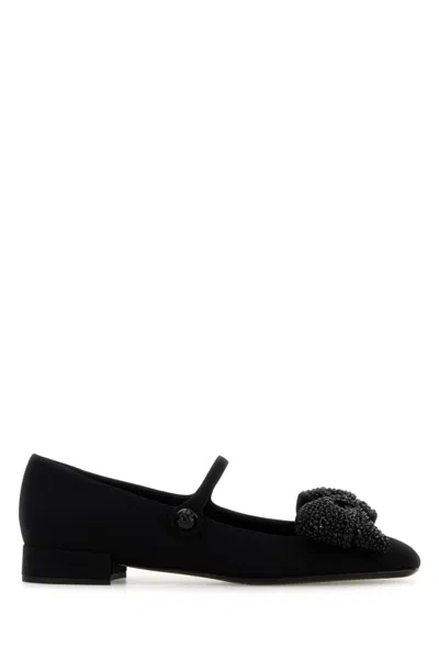 VALENTINO GARAVANI WOMEN BLACK FABRIC BALLET FLATS, 7.5 LUXURY BALLET FLATS FOR WOMEN DARVEYS
