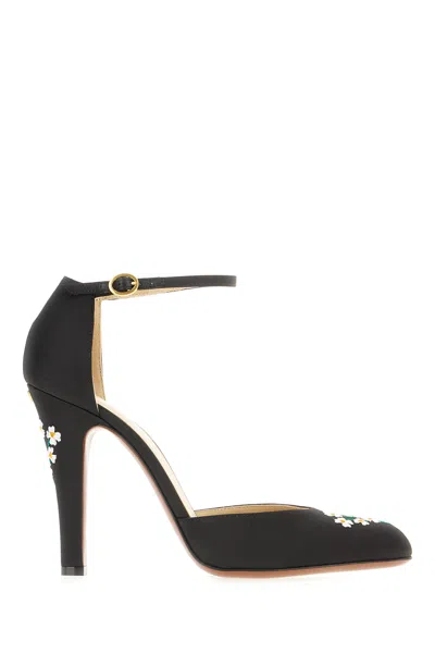 Valentino Garavani Pumps Floral Embroidery Gold-tone Hardware In Black