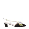 Valentino Bowow Moire 45mm Slingback Pumps In Black