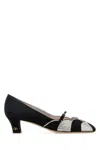 Valentino Garavani Women Black Fabric Bowow Pumps In Nerosilvershade