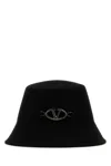 Valentino Black Felt Bucket Hat In Neroblackruthenio