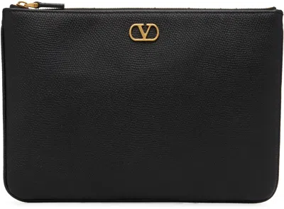 Valentino Garavani Black Flat Vlogo Signature Pouch