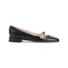 Valentino Embellished Leather Mary Jane Flats In Black