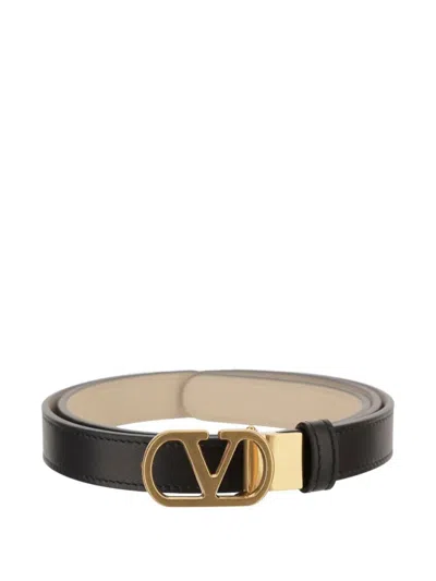 Valentino Garavani Black Golden Logo Reversible Belt