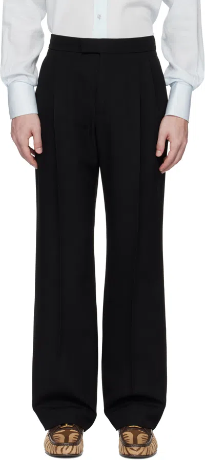 Valentino Black Grain De Poudre Wool Trousers