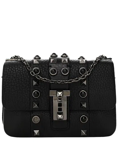 Valentino Garavani Valentino Black Grained Calfskin Leather B-rockstud Rolling Flap (authentic  Pre-loved)