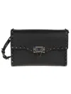 Valentino Garavani Small Rockstud Grainy Calfskin Crossbody Bag Woman Black Uni In Black