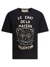 Valentino Garavani T-shirt With Le Chat De La Maison Print In Black