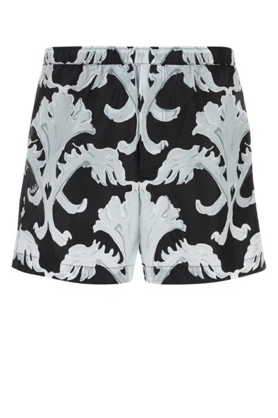 VALENTINO BLACK GREEN PRINTED SWIMMING SHORTS