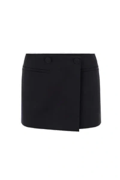 VALENTINO BLACK GRISAILLE MINISKIRT WITH WRAP CLOSURE FOR WOMEN