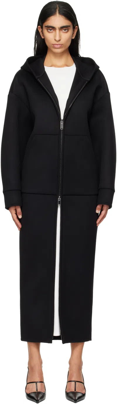 Valentino Black Hoodie Maxi Dress In 0no Nero