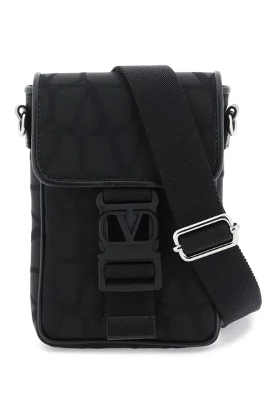 Valentino Garavani Black Iconographe Mini Crossbody Handbag For Men