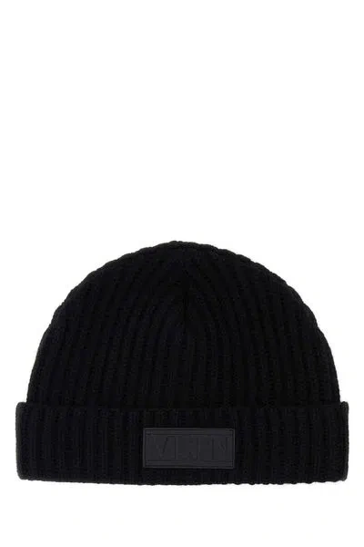 Valentino Garavani Black Knit Hat For Men