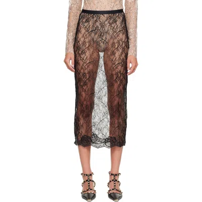 Valentino Black Lace Midi Skirt