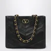 Valentino Garavani  Garavani Laseine Shopping Bag In Nappa Leather With A Chevron Pattern W In Black