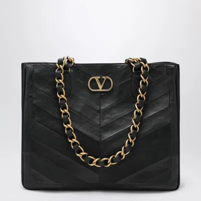 Valentino Garavani Valentino Laseine Vlogo Signature Chevron Patterned Tote Bag In Black