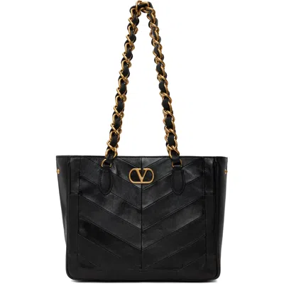 Valentino Garavani Black Laseine Shopping Tote