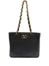 Valentino Garavani  Garavani Laseine Shopping Bag In Nappa Leather With A Chevron Pattern W In Black