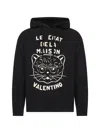 Valentino Cotton Sweatshirt With "chat De La Maison" Patch In Animal Print