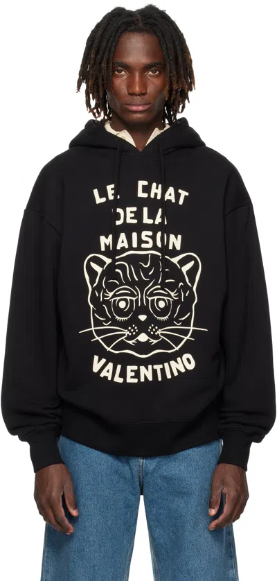 Valentino Black 'le Chat De La Maison' Hoodie In Multi
