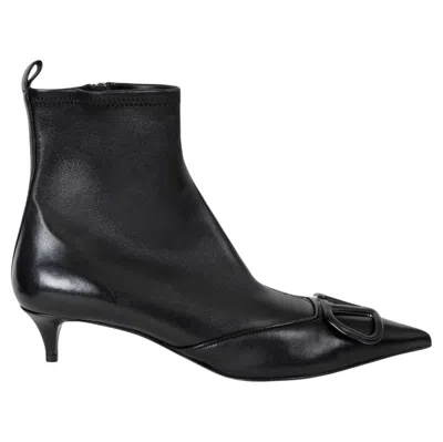Pre-owned Valentino Garavani Valentino Black Leather 2024 Vlogo Ankle Boots Shoes 39