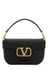Valentino Vlogo Embellished Textured-leather Shoulder Bag In Nero