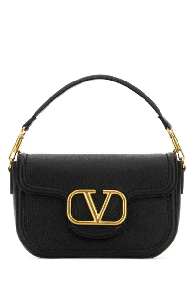 Valentino Garavani Black Leather Alltime Shoulder Bag In Nero