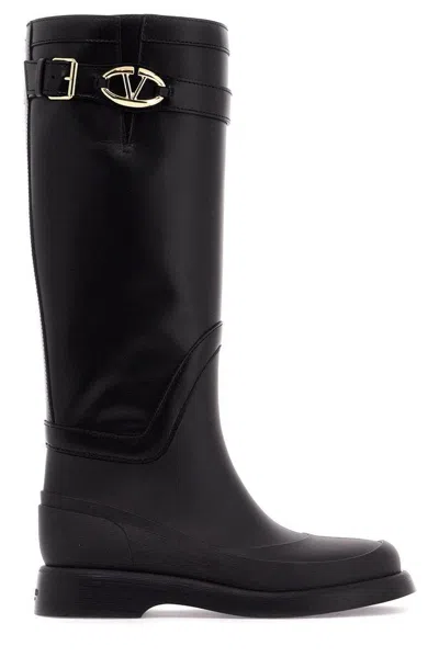Valentino Garavani Black Leather And Rubber Vlogo The Bold Boots