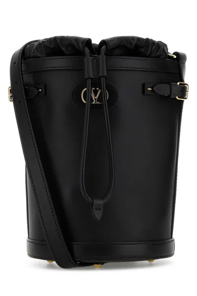 Valentino Garavani Black Leather Antibes Bucket Bag