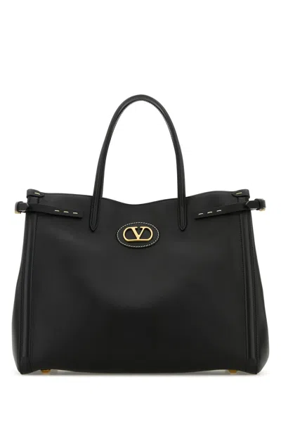 Valentino Garavani Black Leather Antibes Shopping Bag