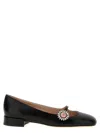 Valentino Embellished Leather Mary Jane Flats In Black
