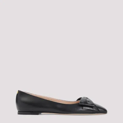 VALENTINO GARAVANI BLACK LEATHER BALLET FLATS