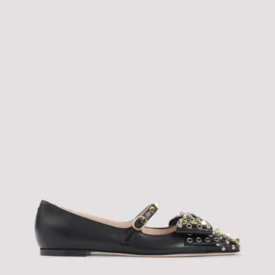 Valentino Garavani Black Leather Ballet Flats