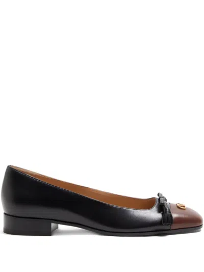 Valentino Garavani Black Leather Ballet Flats