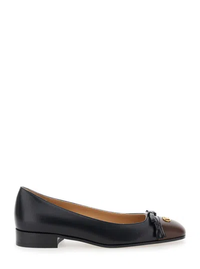 Valentino Garavani Black Leather Ballet Flats