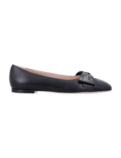 VALENTINO GARAVANI BLACK LEATHER BALLET FLATS
