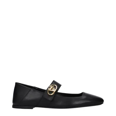 Valentino Garavani Black Leather Ballet Flats
