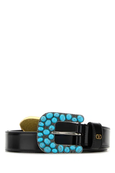 VALENTINO GARAVANI BLACK LEATHER BELT
