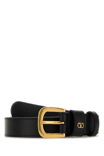 Valentino Garavani Dark Brown Leather Belt In Black