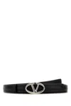 Valentino Leather Belt With Adjustable Length And Silver-tone Hardware In Nero