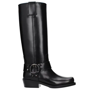 Valentino Garavani Black Leather Boots