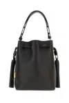 Valentino Black Leather Bucket Bag In Black