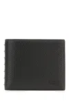 Valentino Black Leather Card Holder In Black