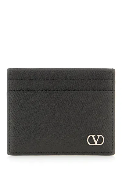 Valentino Garavani Vlogo Signature Black Calfskin Cardholder