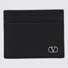 Valentino Garavani Vlogo Signature Garnet Calfskin Card Holder Accessories In Black