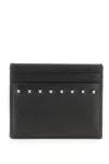 Valentino Black Leather Card Holder In Nero