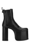 Valentino Platform Heeled Boots With Elastic Panels In Black