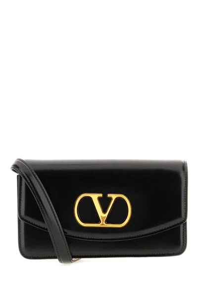 Valentino Garavani Vain Small Vlogo Leather Clutch Bag In Black